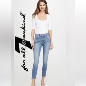 7 For All Mankind Lux Vintage Jean Roxanne Ankle Fringe Ankle Size 34